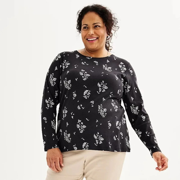 NWT CROFT&BARROW Women Long Sleeve Pullover The Classic Tee Shirt Plus Size 3X - Picture 1 of 1